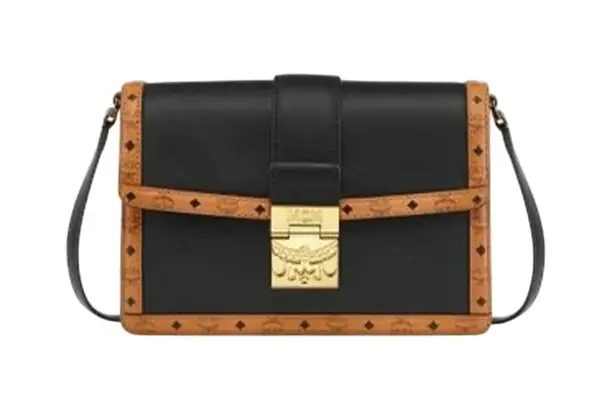 MCM NWT Small Tracy Shoulder Bag in. Leather Visetos Mix Black