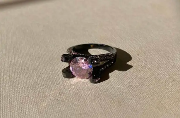 Pink & Black Glam Ring Vintage “Nevaeh” Sparkly Girly Feminine Statement Jewelry