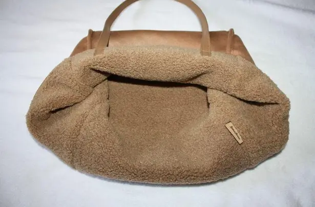 Neiman Marcus  Tote Bag Reversible Sherpa Beige Faux Fur Neutral