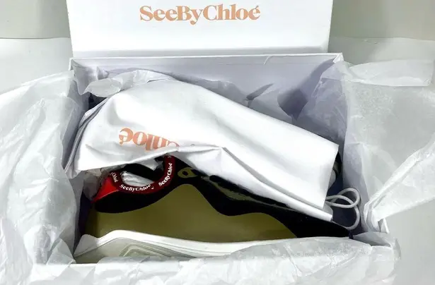 See By Chloe Brett Knitted Low Top Sneakers Black Green 37 NEW