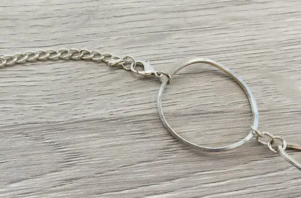 Modern Silver Tone Open Link Long Statement Necklace 32” Geometric Lightweight