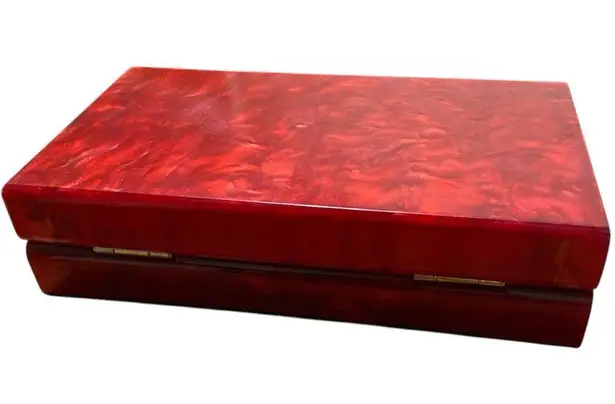 Madison West Red and Gold Heart Clutch