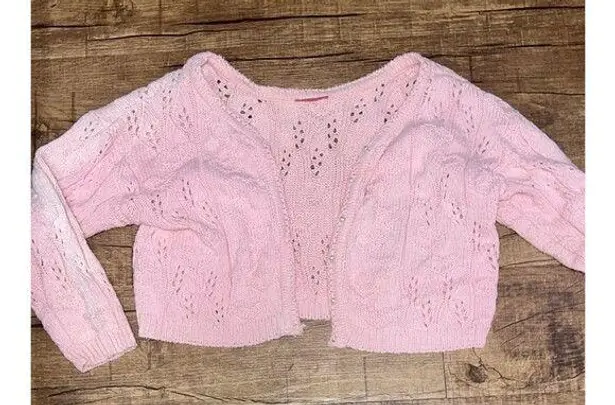 Urban Outfitters Vintage Pink heart knit cropped cardigan