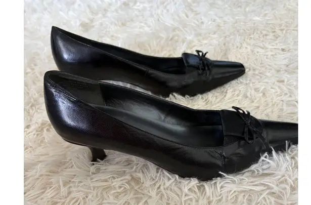 Karen Scott Black Leather Pumps Square Toe Heels Classic Bow Shoes Women 7