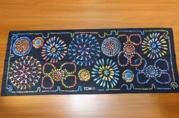 TCM Turner Classic Movie Scarf Black Colorful Fireworks Kaleidoscope Silk Wrap