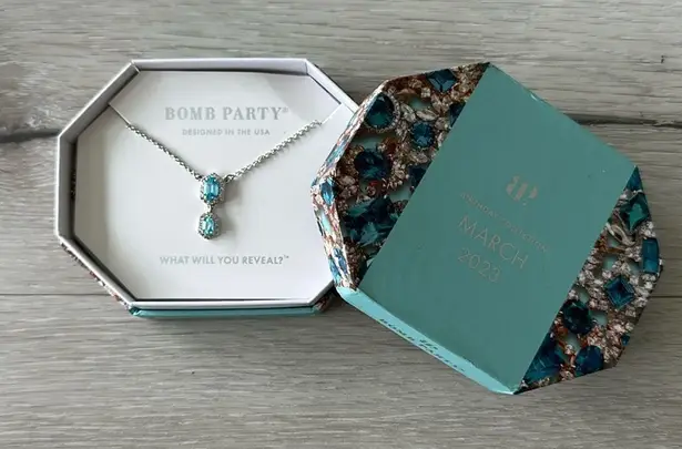 Bomb Party Birthday Collection March 2023 18” Necklace NWOT IN BOX Blue