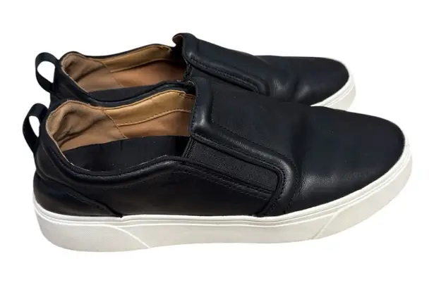 Vionic Kimmie Black Leather Slip-On Sneakers Comfort Arch Support Size 9.5