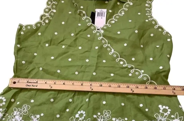 Grace Elements Size 14 Green Linen Grassy Field Embroidered Spring NWT New Cute