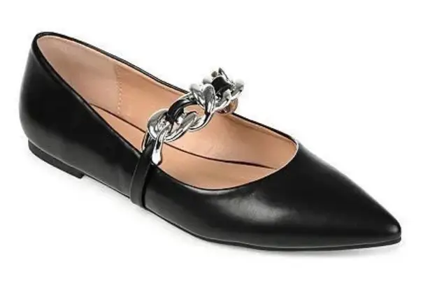 Journee Collection Metinaa Ballet Flats Womens 6.5 Black Chain Pointed Toe Shoes