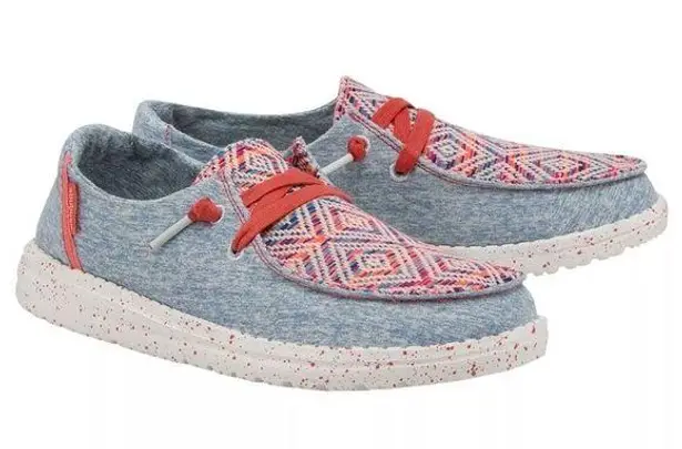 Hey Dude Wendy Fiesta Rojo Red and Blue Casual Loafers