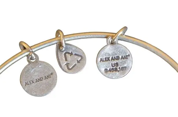 ALEX AND ANI  Silver Water Lily Charm Bangle Bracelet Adjustable