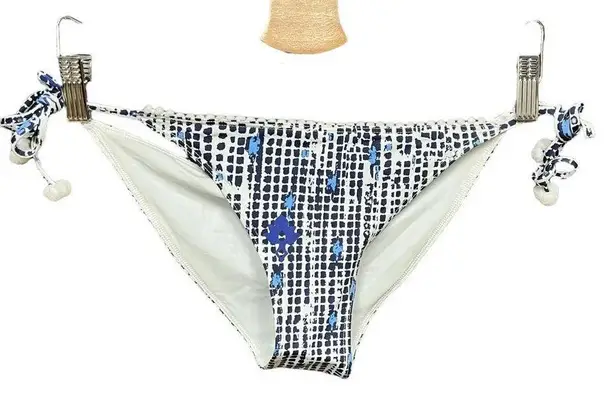 Poupette St. Barth Lucy Pom Trim Dotted Bikini Bottom Navy Blue Size XS