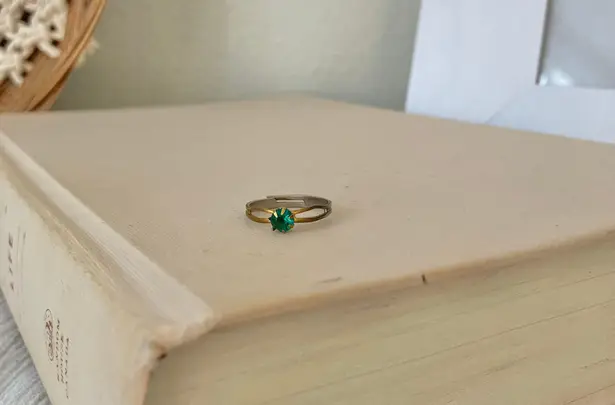 Petite Adjustable Birthstone Fashion Ring “Blessing” Green Emerald Forest Round Jewelry