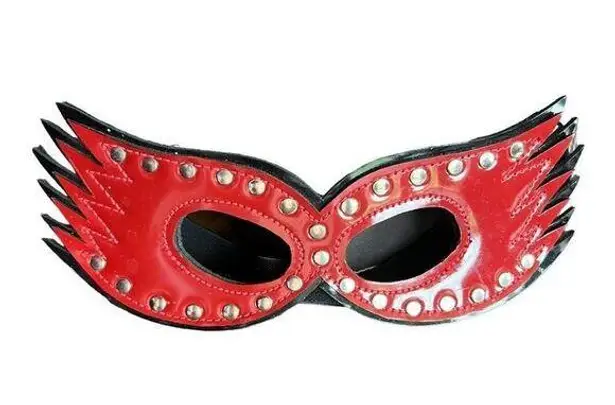 Unique Unisex Faux Leather Bird Studded Masquerade Cosplay Party Mask Red