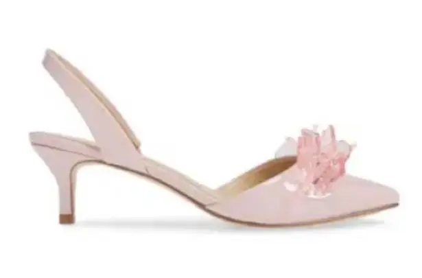 Katy Perry Lisa Women’s/Girls Retro Ornamental Jeweled Kitten Heel Slingback Pink Size 5