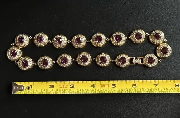Vintage 80’s Rhinestone & Purple Sapphire Bridal Set Gold