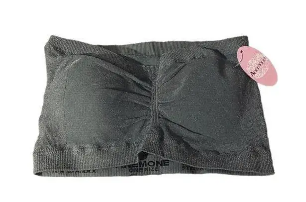 Anemone Gray Metallic Ruched Front Stretch Bandeau Women SZ OS