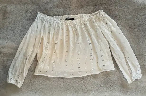 Brandy Melville White Eyelet Off the Shoulder Top