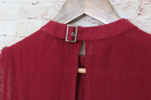 Dance & Marvel | Red High Neck Open Back Blouse with beaded detailing