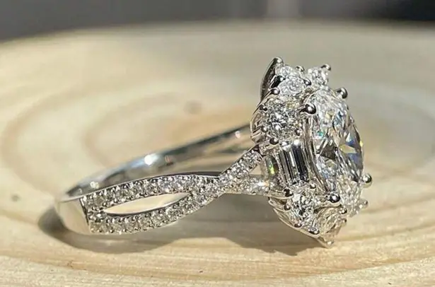 Boutique 2 CT Oval Palace Sterling And Moissinate Diamond Ring