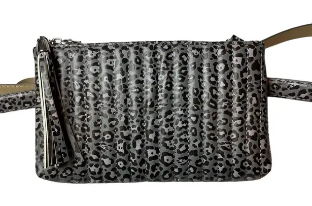 INC International Concepts Quilted Animal Print Convertible Belt Bag Grey XL Gray