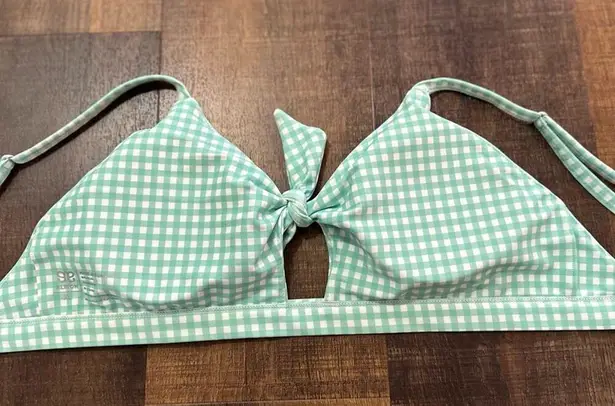 ALBION FIT Mint Checkered/Gingham Tie Bikini Swim Top Size XL