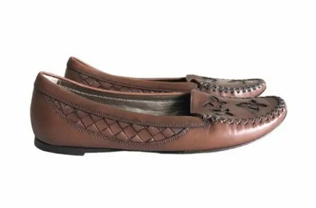 Bottega Veneta Loafers 6.5 Brown Woven Leather Minimal Classic