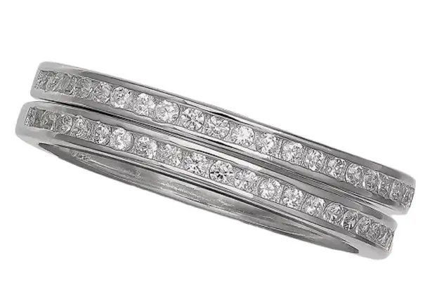 Giani Bernini NEW 2-PC RING SET Size 9 Cubic Zirconia Bands 925 Sterling Silver