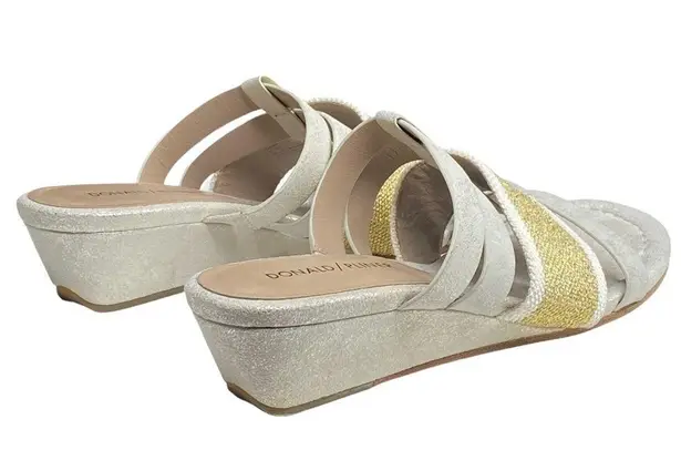 Donald Pliner Donald J Pliner ᪥ Dara Mesh Wedge Leather Sandals ᪥ Silver Gold Metallic ᪥ 8.5M