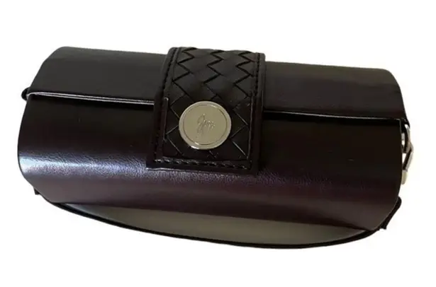 JM Collection Brown Leather Small Multi Purpose Evening Clutch/Crossbody Bag