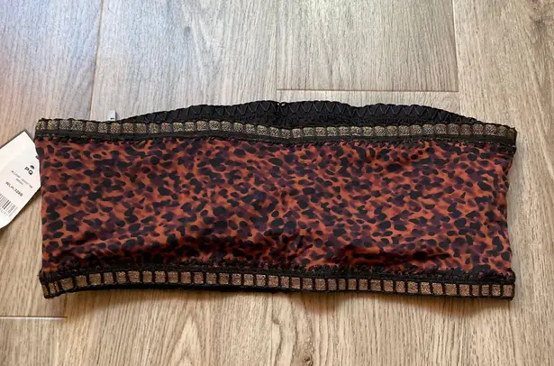 Platinum by Solange Ferrarini Cheetah Print Bandeau Bikini Top Size D NWT