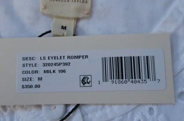 Rebecca Taylor NWT La Vie Eyelet Romper in Milk White One-Piece M $350