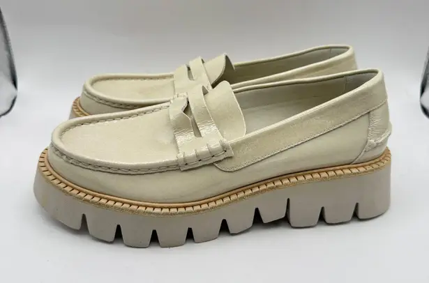 Pedro Garcia Sebas Lug Loafers Women's Shoes Cream Lug Sole Chunky Size 40 US 10