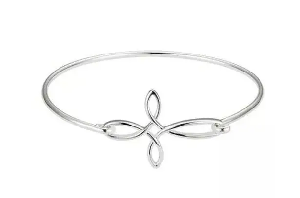 Unwritten Gratitude & Grace Silver Plated Cross Catch Bangle Bracelet Silver