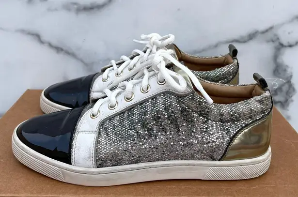 Christian Louboutin Gondoliere glitter specchio mixed leather sneakers size 35.5