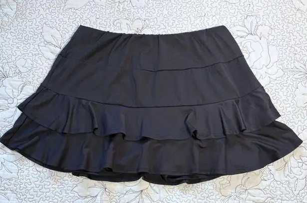TAIL Doubles Multi Ruffle Tennis SPF 45+ protection Skirt/Skort in Black Sz L Size L