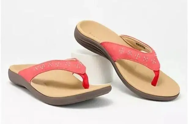 New Womens 11 B M Flip Flops Thong Sandals Shoes Revitalign Red Stud Orthotic