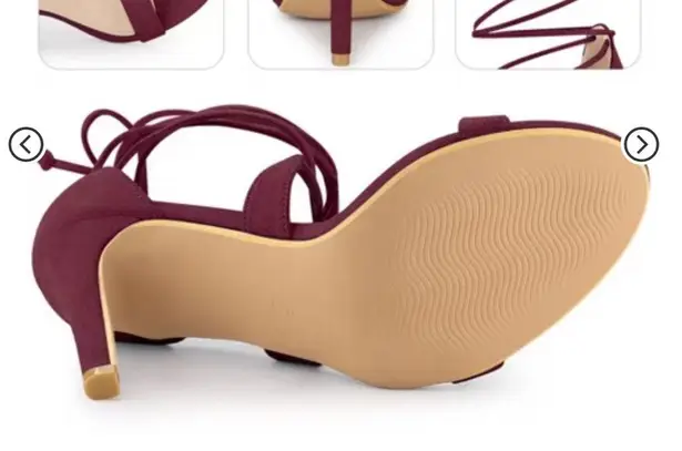 Elegant Allegra K Women's Dark Red Solid Open Toe Lace Up Stiletto Heels Pink Size 9