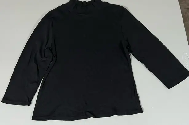 Wild Fable Black Mock-Neck Turtleneck 3/4 Quarter Sleeve Top T-Shirt Tee Blouse Size L ⛓️🖤