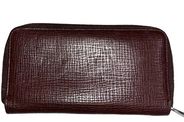 Vintage Bally Zip Around Long Leather Brown Zippy Wallet