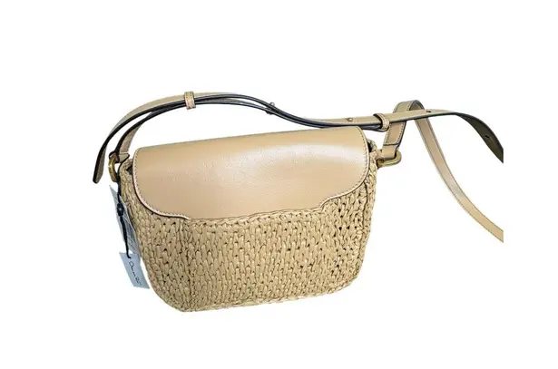 Oscar de la Renta NWT Oath Crochet Raffia Crossbody in Natural
