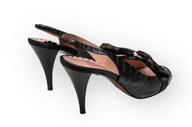 Moschino Vintage: Cheap and Chic ♔ Peep Toe Slingback Bow Pumps Heels ♔ Brown ♔