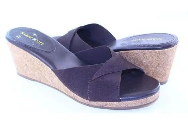 Karen Scott Paley Brown Cork Slide Heel Sandals 10