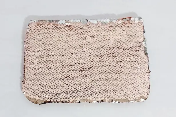 Cosmetic Makeup Bag/Clutch/Pouch, Pink Rose Gold Glitter Sequins with Zipper