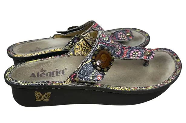 Alegria Carina Flora Floral Leather Sandal Flip Flop Women's Size 38 US 8/8.5