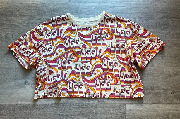 UGG Kamden Print All Over Cropped Short Sleeves Relaxed Fit Tshirt Size S thumbnail 1