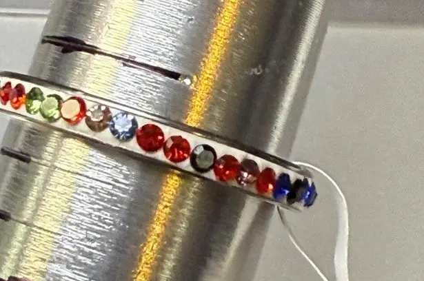 Fashion Ring Multicolor Rhinestone Infinity Band Size 9.25 Stainless Steel 19mm