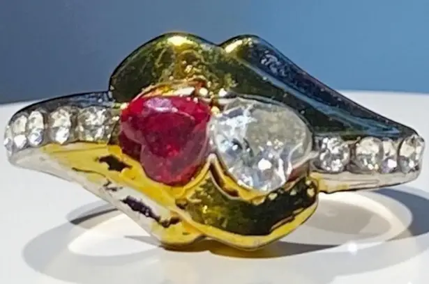 Gold and Silver Tone Hidden Message 2 Stone Ring Size 6