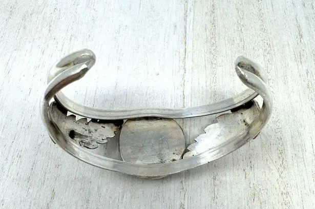 Southwestern sterling silver and green turquoise cuff bracelet, 32.9g