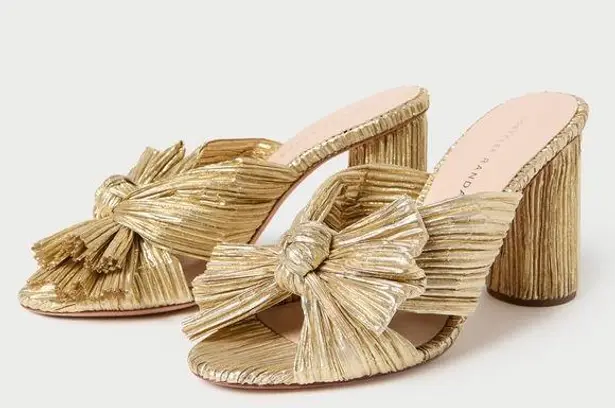 Loeffler Randall NIB Gold Penny Knot Mules Size 7.5